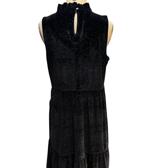 J.Crew Shimmer Velvet Sleeveless Midi Dress Black Size 12 - Picture 1 of 5